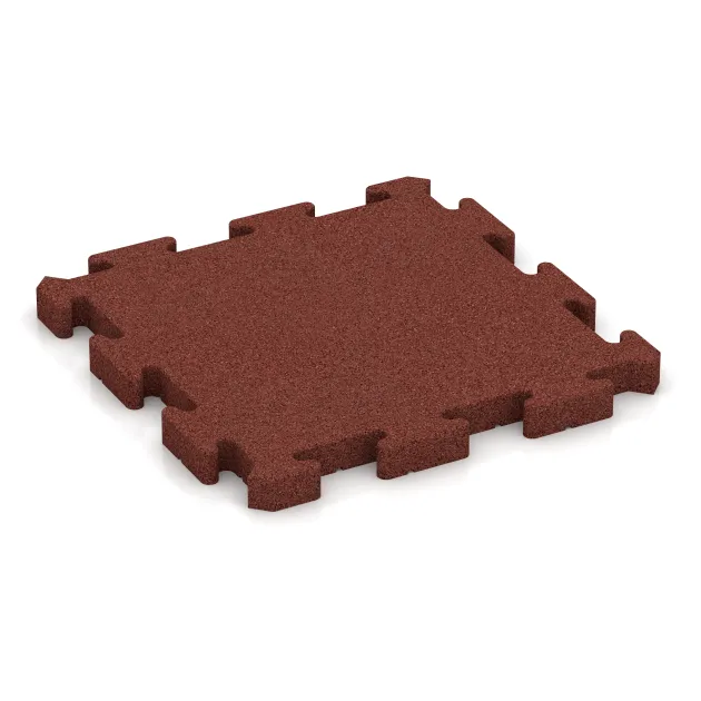 Gummibelægning til sport von WARCO im Farbdesign Murstenrød mit den Abmessungen 500 x 500 x 40 mm. Produktfoto von Artikel 4186 in der Aufsicht von schräg vorne.