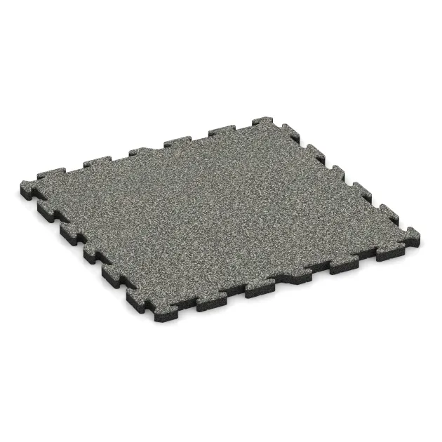 Fitness Beskyttelsesmåtte von WARCO im Farbdesign Grå Granit mit den Abmessungen 1000 x 1000 x 40 mm. Produktfoto von Artikel 3462 in der Aufsicht von schräg vorne.