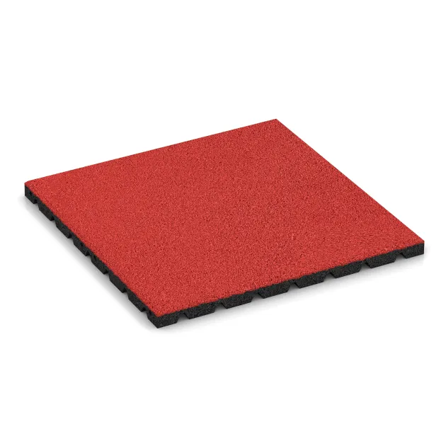 Faldunderlag – gummiflise 3 cm - EN 1177 ≤ 100 cm von WARCO im Farbdesign Rose mit den Abmessungen 500 x 500 x 30 mm. Produktfoto von Artikel 5474 in der Aufsicht von schräg vorne.