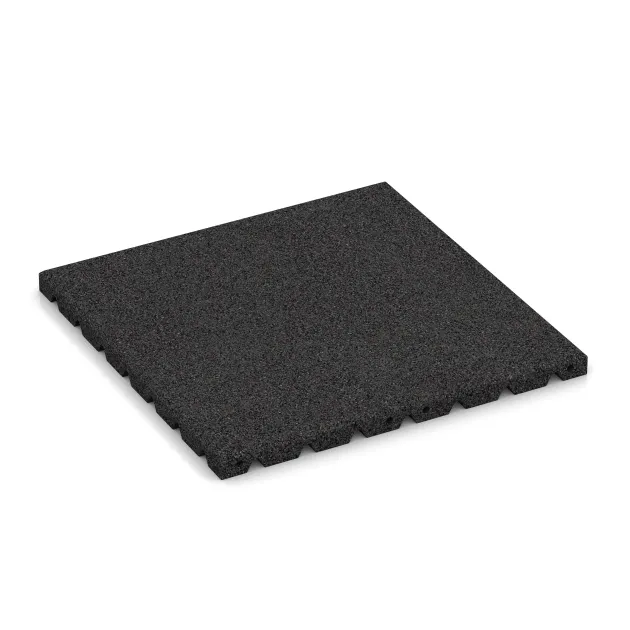 Faldunderlag – gummiflise 3 cm - EN 1177 ≤ 100 cm von WARCO im Farbdesign Anthracite mit den Abmessungen 500 x 500 x 30 mm. Produktfoto von Artikel 5462 in der Aufsicht von schräg vorne.