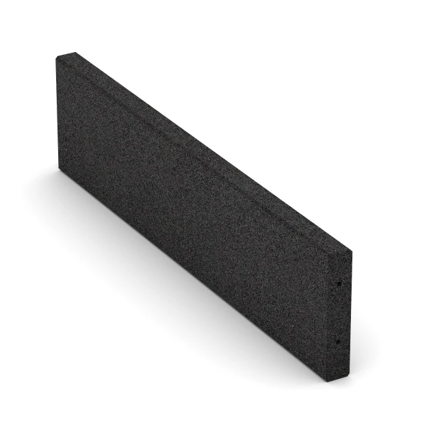 Gummi Randsten von WARCO im Farbdesign Antracit mit den Abmessungen 100 x 5 x 25 cm. Produktfoto von Artikel 2596 in der Aufsicht von schräg vorne.