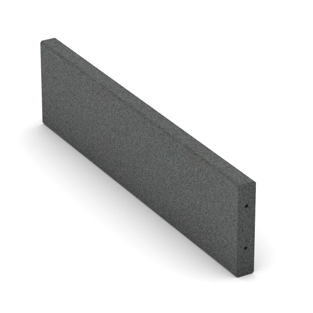 Gummi Randsten von WARCO im Farbdesign Skifergrå mit den Abmessungen 100 x 5 x 25 cm. Produktfoto von Artikel 2595 in der Aufsicht von schräg vorne.