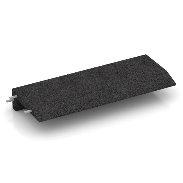 Gummikant til legeplads – L-formet kantsten von WARCO im Farbdesign Antracit mit den Abmessungen 100 × 40 cm | 5/15 cm. Produktfoto von Artikel 2607 in der Aufsicht von schräg vorne.