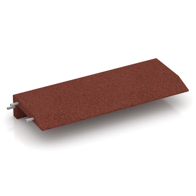 Gummikant til legeplads – L-formet kantsten von WARCO im Farbdesign Murstenrød mit den Abmessungen 100 × 40 cm | 5/15 cm. Produktfoto von Artikel 2606 in der Aufsicht von schräg vorne.