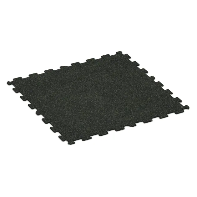 Fitnessgulv Kompakt von WARCO im Farbdesign Let Grøn Sprøjtet mit den Abmessungen 970 x 970 x 8 mm | 0,94 m. Produktfoto von Artikel 1058 in der Aufsicht von schräg vorne.