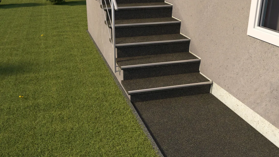 Beispielhafte Verlegung für den Artikel 0986 von WARCO - Trappflise, Farbton Let Gul Sprøjtet in der Abmessung 485 x 485 x 16 mm | 0,235 m².