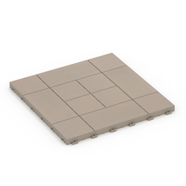 Panelmønster – Terrassefliser von WARCO im Farbdesign Vanilje mit den Abmessungen 38,5 x 38,5 x 2 cm | 0,15 m². Produktfoto von Artikel 6238 in der Aufsicht von schräg vorne.