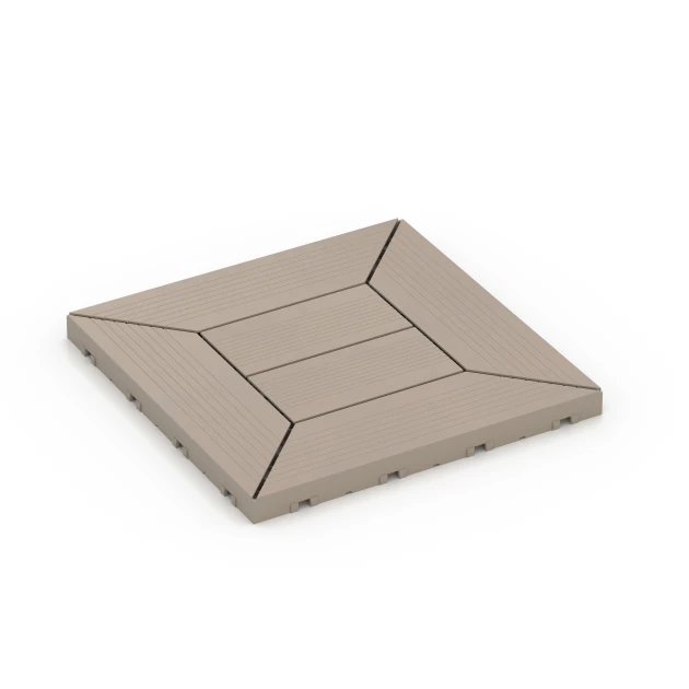 Kassettemønster – Terrassefliser von WARCO im Farbdesign Vanilje mit den Abmessungen 30 x 30 x 2 cm. Produktfoto von Artikel 6350 in der Aufsicht von schräg vorne.