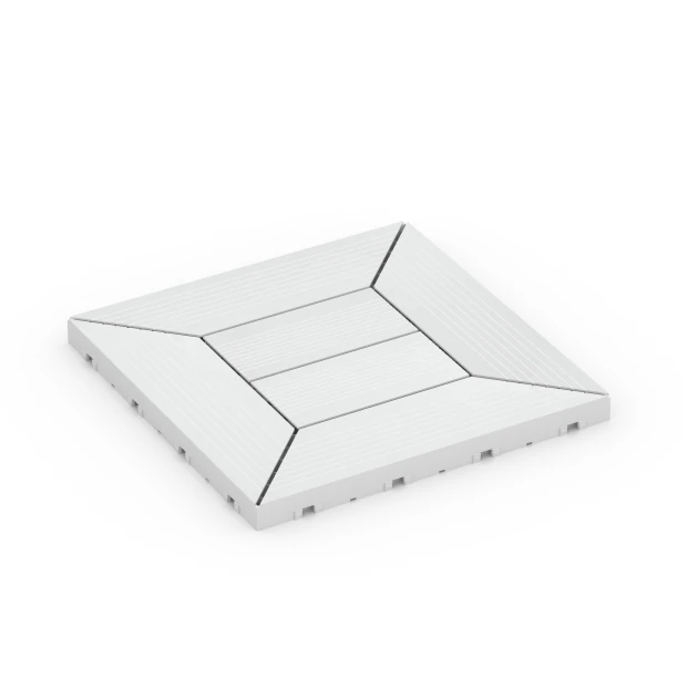 Kassettemønster – Terrassefliser von WARCO im Farbdesign Kridt mit den Abmessungen 30 x 30 x 2 cm. Produktfoto von Artikel 6352 in der Aufsicht von schräg vorne.