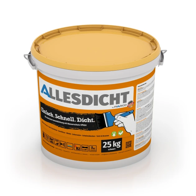 ALLESDICHT – Tagtæt von WARCO im Farbdesign Sort mit den Abmessungen 25 kg | 7,6 m². Produktfoto von Artikel 0024 in der Aufsicht von schräg vorne.