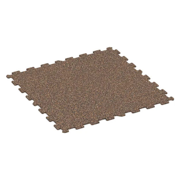 Fitnessgulv Kompakt von WARCO im Farbdesign Bast & Bark mit den Abmessungen 970 x 970 x 8 mm | 0,94 m. Produktfoto von Artikel 1024 in der Aufsicht von schräg vorne.