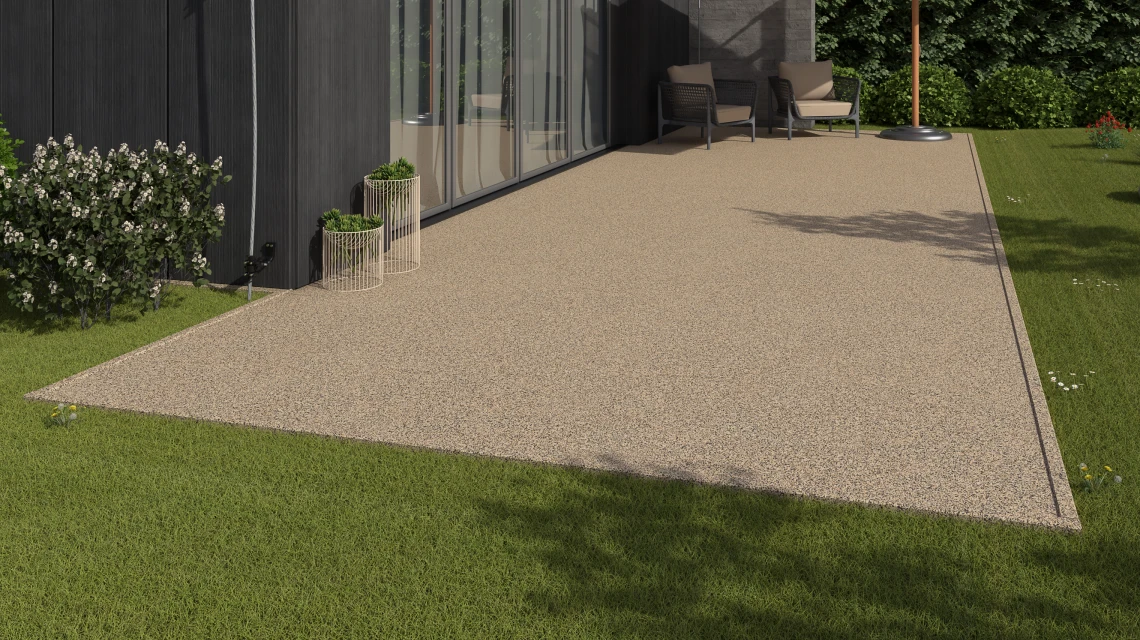 Beispielhafte Verlegung für den Artikel 3735 von WARCO - Fugelos gulvflise, Farbton Travertin in der Abmessung 30,6 x 30,6 x 2 cm | 0,094 m².