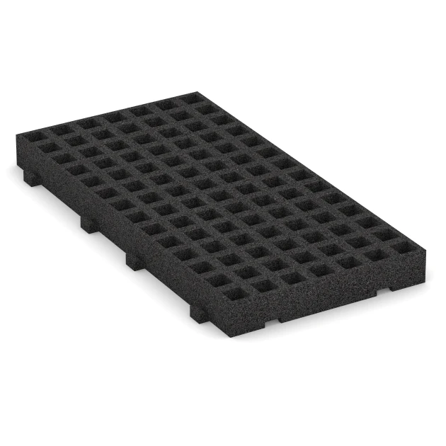 Græsarmeringsmåtte i gummi (faldunderlag) von WARCO im Farbdesign Antracit mit den Abmessungen 100 × 50 × 8 cm. Produktfoto von Artikel 6115 in der Aufsicht von schräg vorne.