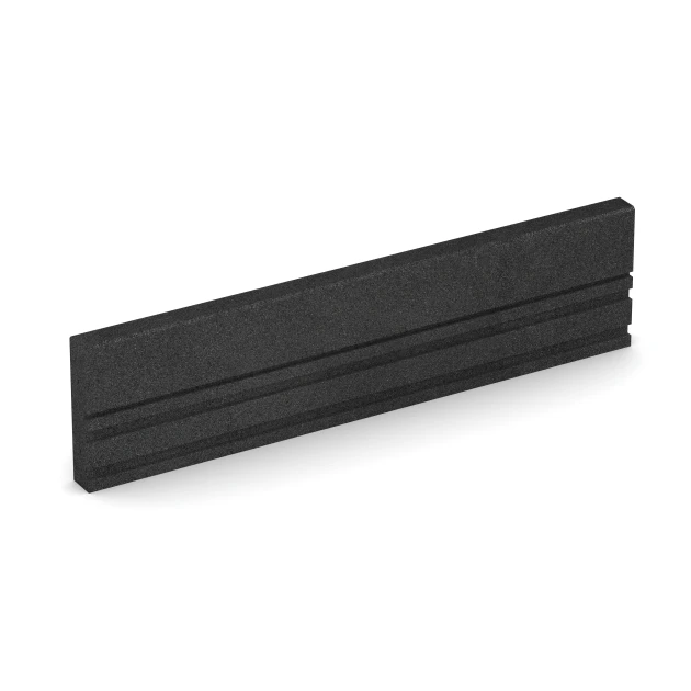 Gummi Bordsten von WARCO im Farbdesign Antracit mit den Abmessungen 100 × 5 × 25 cm. Produktfoto von Artikel 3784 in der Aufsicht von schräg vorne.