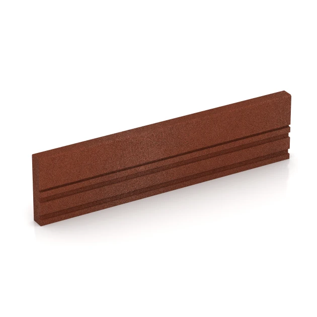 Gummi Bordsten von WARCO im Farbdesign Murstenrød mit den Abmessungen 100 × 5 × 25 cm. Produktfoto von Artikel 3785 in der Aufsicht von schräg vorne.