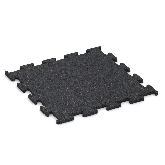 Fitness Performance Elite Træningsgulv von WARCO im Farbdesign Let Rød Sprinklet mit den Abmessungen 50 x 50 x 1,5 cm | 0,25 m². Produktfoto von Artikel 3769 in der Aufsicht von schräg vorne.