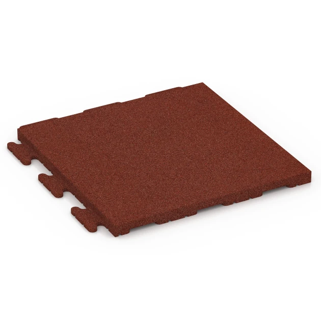 Gummiflise Linea von WARCO im Farbdesign Murstenrød mit den Abmessungen 50 x 50 x 3 cm | 0,25 m². Produktfoto von Artikel 7053 in der Aufsicht von schräg vorne.