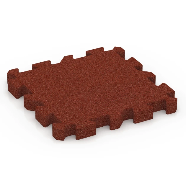 Faldsikringsflise med puslesamling von WARCO im Farbdesign Murstenrød mit den Abmessungen 50 x 50 x 5 cm | 0,25 m². Produktfoto von Artikel 6306 in der Aufsicht von schräg vorne.