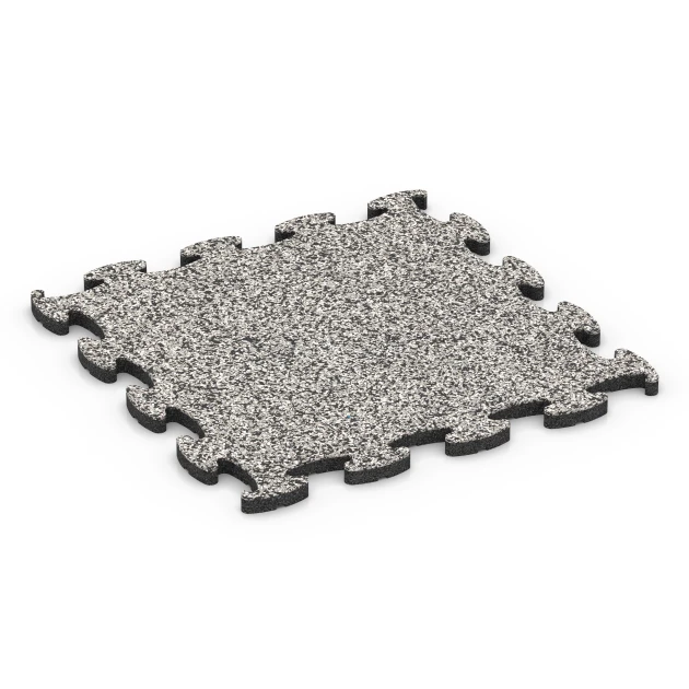 Legemåtte gummifliser von WARCO im Farbdesign Grå granit mit den Abmessungen 46 x 46 x 1,8 cm. Produktfoto von Artikel 6752 in der Aufsicht von schräg vorne.