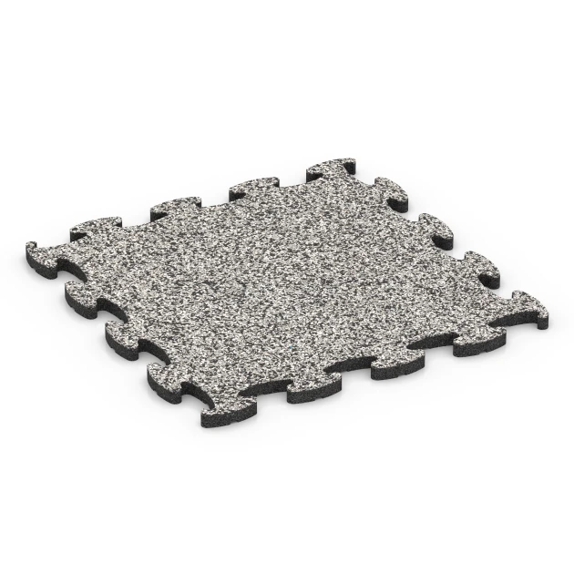 Hundesportgulv til indendørs von WARCO im Farbdesign Grå granit mit den Abmessungen 44,6 x 44,6 x 1,8 cm | 0,20 m². Produktfoto von Artikel 6896 in der Aufsicht von schräg vorne.