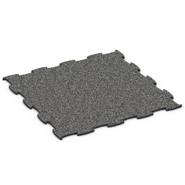Fitness Active gulvflise von WARCO im Farbdesign Mørkegrå granit mit den Abmessungen 97,1 x 97,1 x 1,8 cm | 0,94 m². Produktfoto von Artikel 6832 in der Aufsicht von schräg vorne.