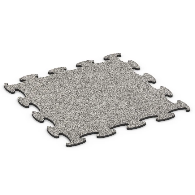 Hundesportgulv gummifliser von WARCO im Farbdesign Grå granit mit den Abmessungen 98 x 98 × 1,8 cm. Produktfoto von Artikel 6806 in der Aufsicht von schräg vorne.