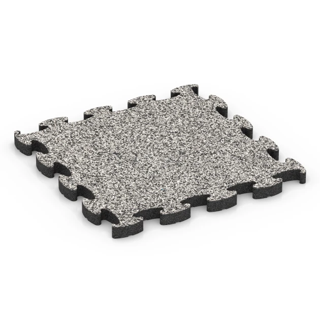 Fitnessgulv Max System von WARCO im Farbdesign Grå granit mit den Abmessungen 46 x 46 × 2,8 cm. Produktfoto von Artikel 6878 in der Aufsicht von schräg vorne.