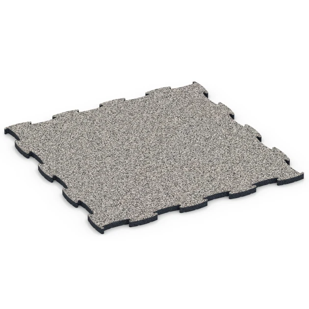 Fitness Active gulvflise von WARCO im Farbdesign Grå granit mit den Abmessungen 97,1 x 97,1 x 2,8 cm. Produktfoto von Artikel 6851 in der Aufsicht von schräg vorne.