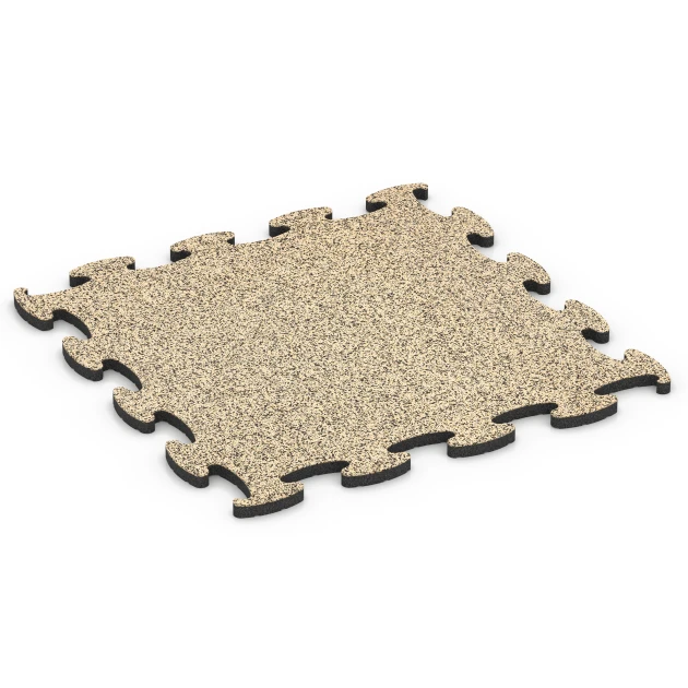 Fitness Active gulvflise von WARCO im Farbdesign Travertin mit den Abmessungen 98 x 98 x 2,8 cm. Produktfoto von Artikel 6856 in der Aufsicht von schräg vorne.