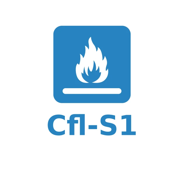 Brandklasse Cfl-s1 tillæg von WARCO im Farbdesign  mit den Abmessungen DZ 1 cm. Produktfoto von Artikel 7015 in der Aufsicht von schräg vorne.