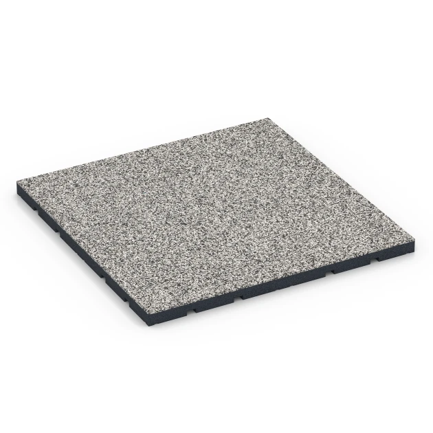 Udendørs træningsgulv von WARCO im Farbdesign Grå granit mit den Abmessungen 60 x 60 x 3 cm | 0,36 m². Produktfoto von Artikel 7133 in der Aufsicht von schräg vorne.