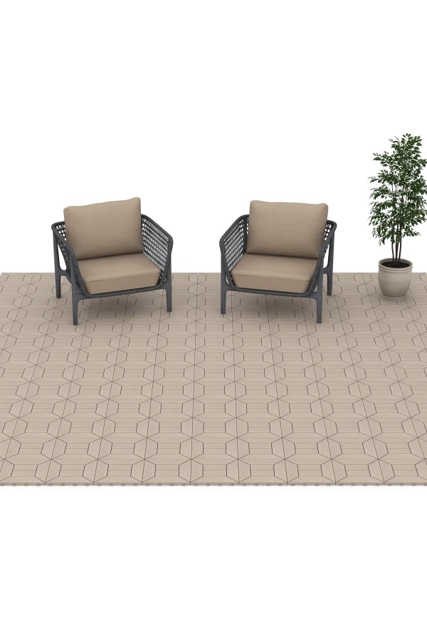 Beispielhafte Verlegung für den Artikel 6350 von WARCO - Kassettemønster – Terrassefliser, Farbton Vanilje in der Abmessung 30 x 30 x 2 cm.