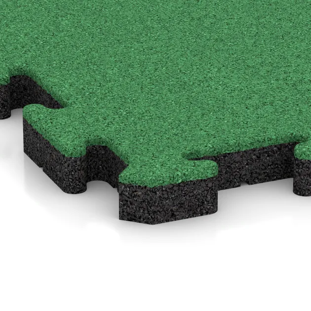 Detailaufnahme der Randausprägung von WARCO-Produkt 5184, Poolflise, Format 500 x 500 x 40 mm, Farbe Maigrøn.