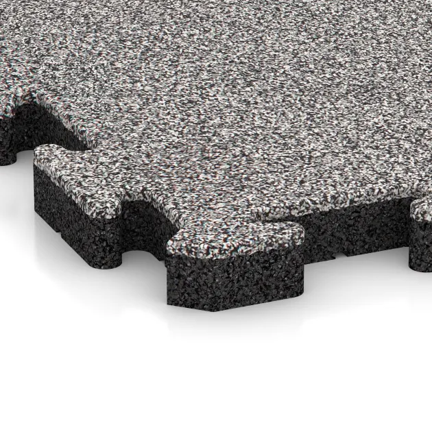 Detailaufnahme der Randausprägung von WARCO-Produkt 4546, Poolflise, Format 500 x 500 x 40 mm, Farbe Grå Melange.