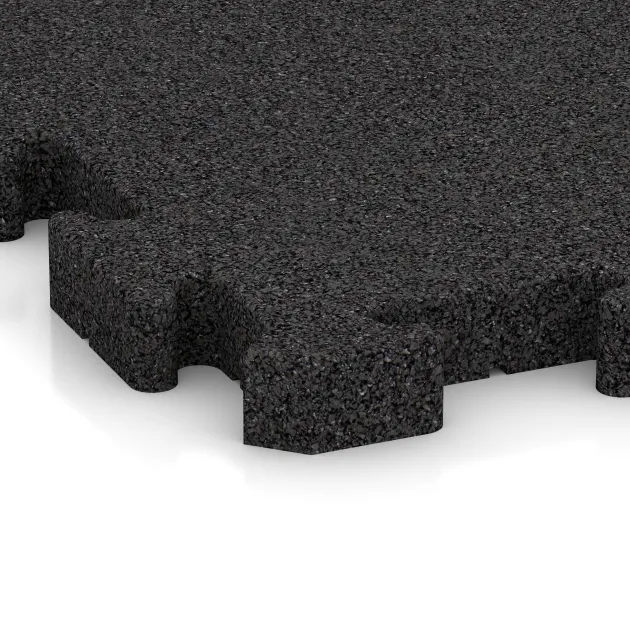 Detailaufnahme der Randausprägung von WARCO-Produkt 4185, Gummibelægning til sport, Format 500 x 500 x 40 mm, Farbe Anthracite.