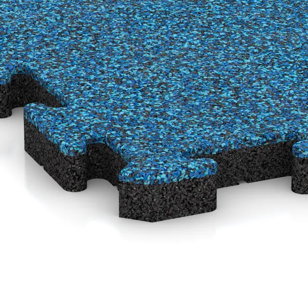 Detailaufnahme der Randausprägung von WARCO-Produkt 3416, Fitness Beskyttelsesmåtte HD, Format 1000 x 1000 x 40 mm, Farbe Atlantic.