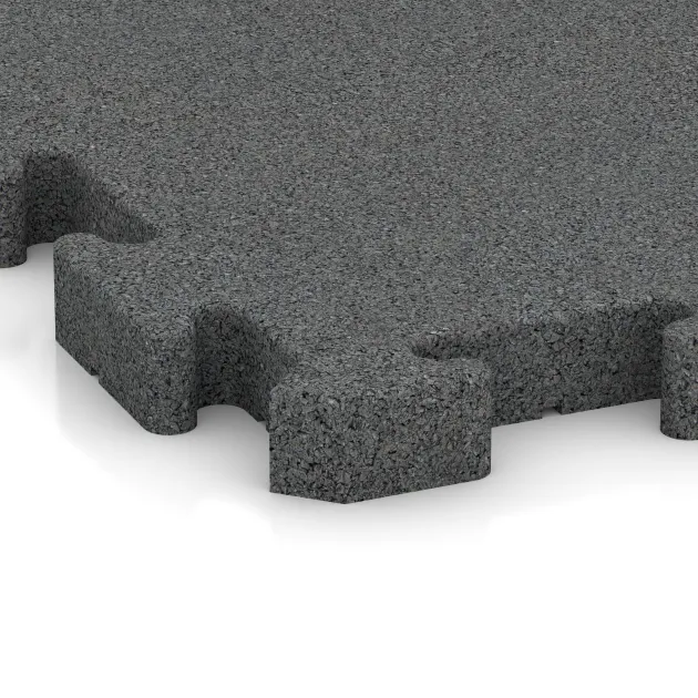 Detailaufnahme der Randausprägung von WARCO-Produkt 3484, Fitness Beskyttelsesmåtte HD, Format 1000 x 1000 x 40 mm, Farbe Skifergrå.
