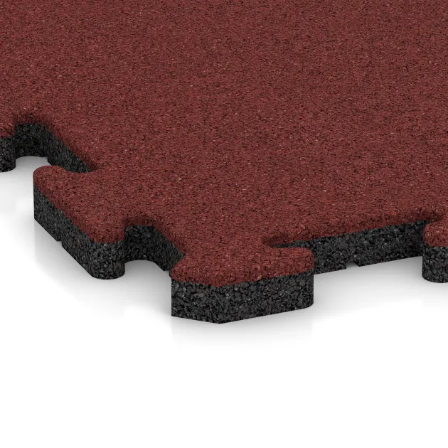 Detailaufnahme der Randausprägung von WARCO-Produkt 5297, Poolflise, Format 500 x 500 x 30 mm, Farbe Korallerød.