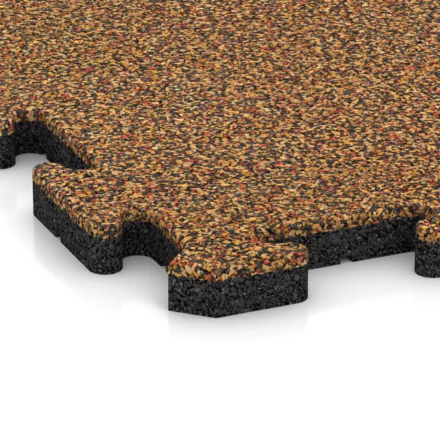 Detailaufnahme der Randausprägung von WARCO-Produkt 3230, Fitness Beskyttelsesmåtte HD, Format 1000 x 1000 x 30 mm, Farbe Terra Cotta.