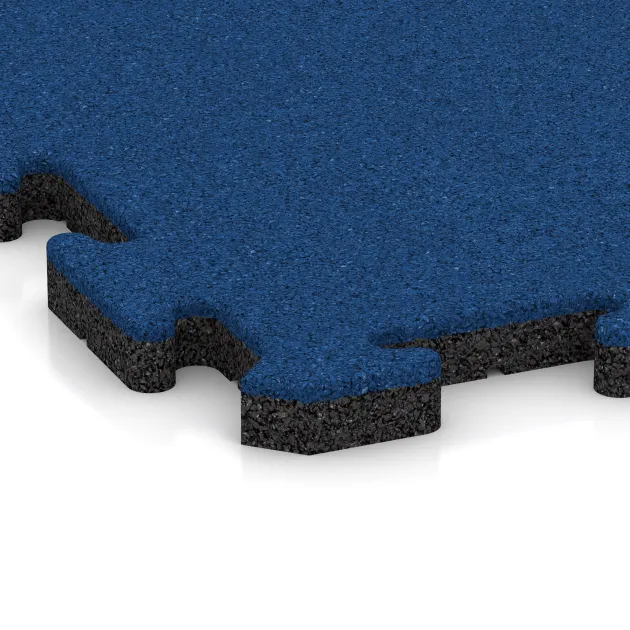 Detailaufnahme der Randausprägung von WARCO-Produkt 5810, Fitness Beskyttelsesmåtte, Format 1000 x 1000 x 30 mm, Farbe Gentianblå.