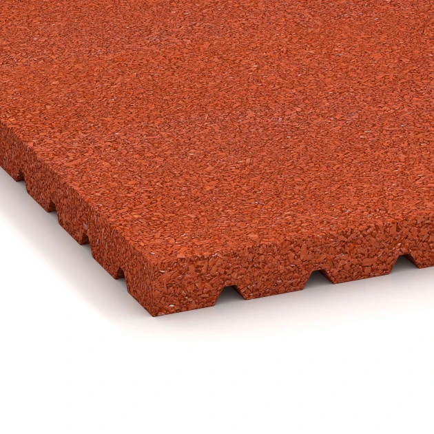 Detailaufnahme der Randausprägung von WARCO-Produkt 3641, Staldmåtte HD, Format 100 x 100 x 4 cm, Farbe Murstenrød.
