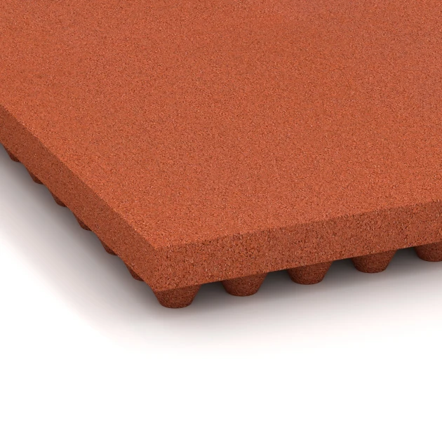 Detailaufnahme der Randausprägung von WARCO-Produkt 3644, Luksus staldmåtte, Format 100 × 50 × 5,5 cm, Farbe Murstenrød.