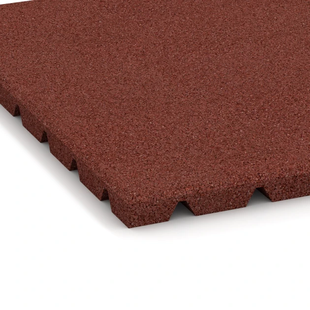 Detailaufnahme der Randausprägung von WARCO-Produkt 3966, Hundeliggemåtte, Format 50 × 50 × 2,5 cm, Farbe Murstenrød.