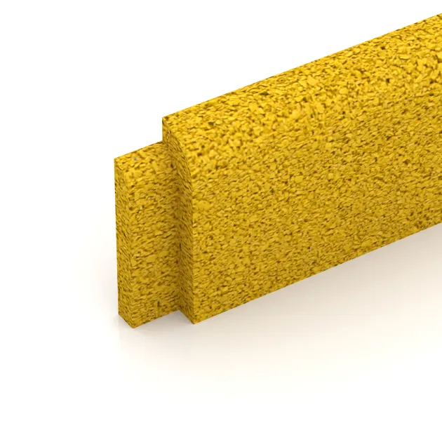 Detailaufnahme der Randausprägung von WARCO-Produkt 4288, Gulvliste, Format 750 x 20 x 80 mm, Farbe Citrongul.