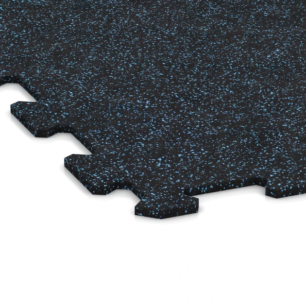 Detailaufnahme der Randausprägung von WARCO-Produkt 1054, Fitnessgulv Kompakt, Format 970 x 970 x 8 mm | 0,94 m, Farbe Let Blå Sprøjtet.