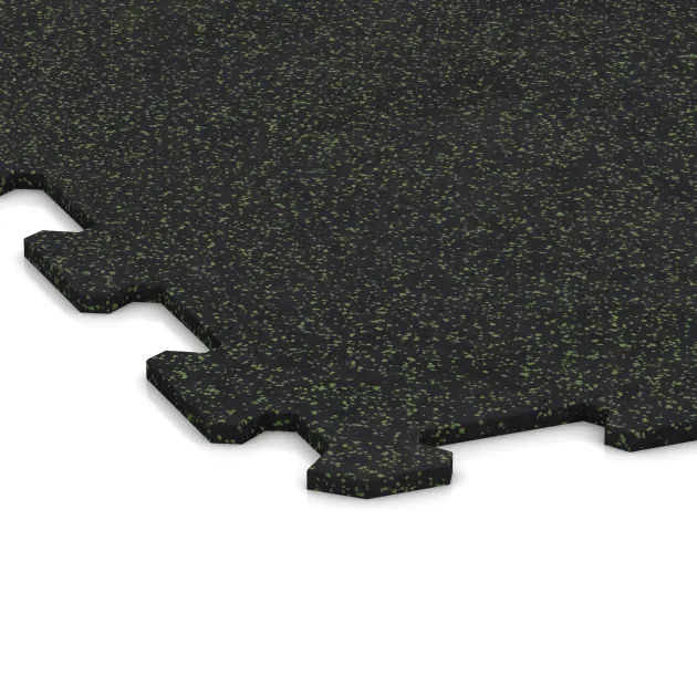 Detailaufnahme der Randausprägung von WARCO-Produkt 1058, Fitnessgulv Kompakt, Format 970 x 970 x 8 mm | 0,94 m, Farbe Let Grøn Sprøjtet.