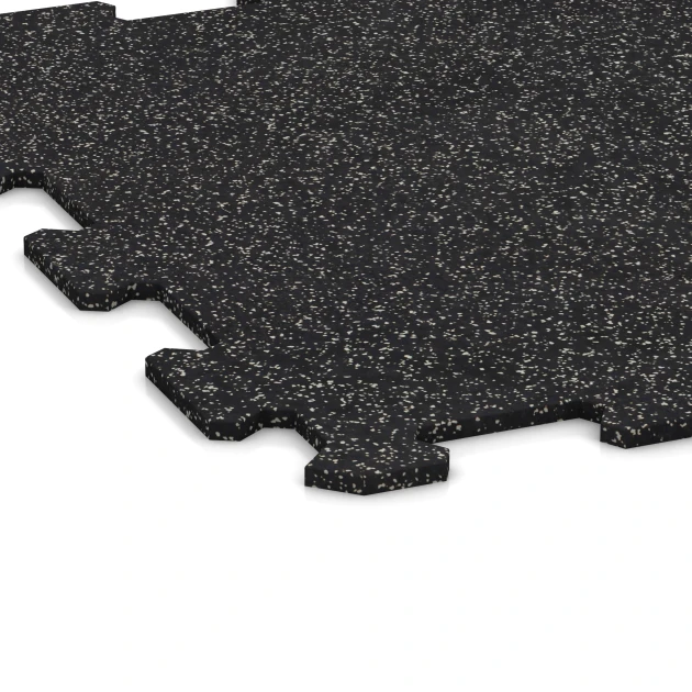 Detailaufnahme der Randausprägung von WARCO-Produkt 0920, Fitnessgulv Kompakt, Format 485 x 485 x 8 mm | 0,235 m², Farbe Let Grå Sprøjtet.