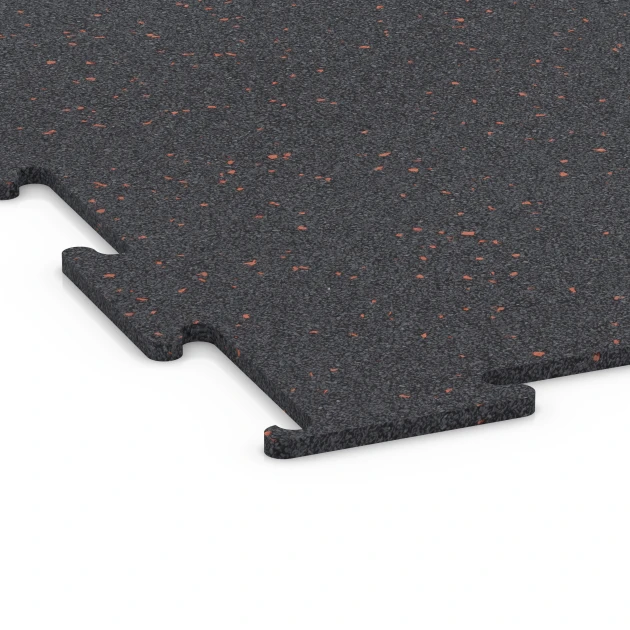 Detailaufnahme der Randausprägung von WARCO-Produkt 6450, Fitnessgulv Kompakt, Format 100 × 100 × 0,8 cm, Farbe Let Rød Sprinklet.