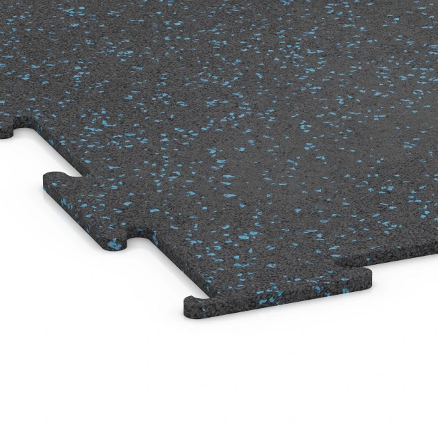 Detailaufnahme der Randausprägung von WARCO-Produkt 6451, Fitnessgulv Kompakt, Format 100 × 100 × 0,8 cm, Farbe Let Blå Sprøjtet.