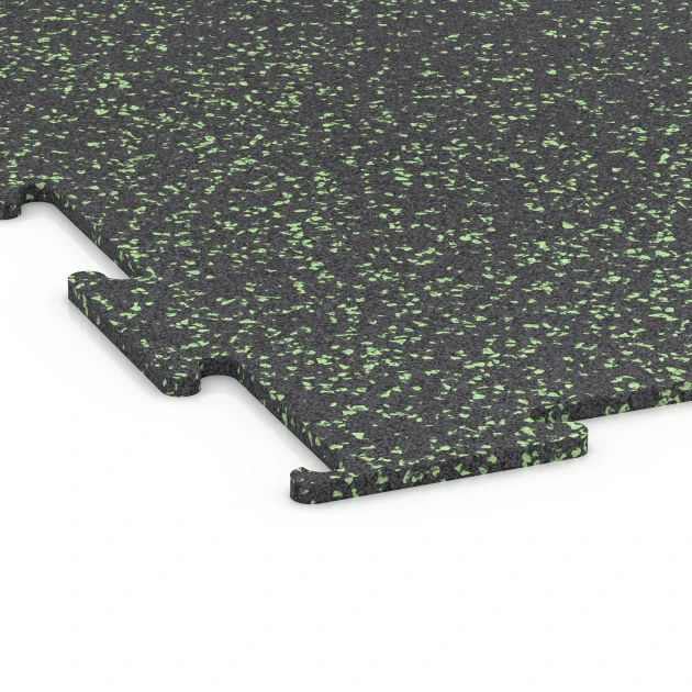 Detailaufnahme der Randausprägung von WARCO-Produkt 6453, Fitnessgulv Kompakt, Format 100 × 100 × 0,8 cm, Farbe Let Grøn Sprøjtet.